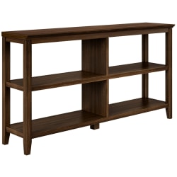 New Ridge Home Goods 30-1/4"H 3-Tier Low Wooden Bookcase, Walnut