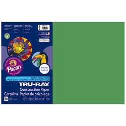 Tru-Ray® Construction Paper, 50% Recycled, 12" x 18", Holiday Green, Pack Of 50