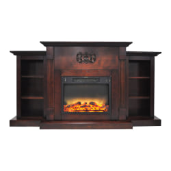 Cambridge® Sanoma Electric Fireplace With Built-In Bookshelves And Enhanced Log Display, Mahogany