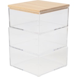 Martha Stewart Brody Plastic Storage Organizer Bins With Lid, 2"H x 3"W x 3-3/4"D, Clear/Light Natural, Set Of 3 Bins