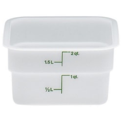 Cambro CamSquare Food Storage Container, 2 Quart, 5" x 8" x 8", White