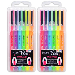 Marvy Uchida LePen Flex, Neon Colors, 6 Per Pack, Set Of 2 Packs