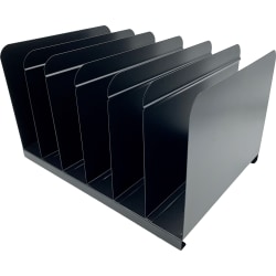 Huron 6-slot Vertical Book Rack - 6 Compartment(s) - Vertical - 9" Height x 15" Width x 11" Depth - Durable - Black - Steel - 1 Each