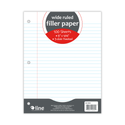 C-Line Filler Paper, 8" x 10-1/2", Wide Rule, 100 Sheets Per Pack, White, Case Of 36 Packs