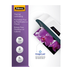 Fellowes Laminating Pouches, Glossy, 8.5" x 11", 3 mil Thick, Clear, Pack Of 150