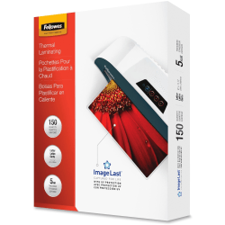 Fellowes Laminating Pouches, Glossy, 5 mil Thick, Clear, Pack Of 150