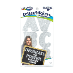 Artskills® Glitter Letter Stickers, 2 1/4", Custom, Silver, Pack Of 72