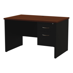WorkPro® Modular 48"W x 30"D Right Pedestal Desk, Black/Walnut