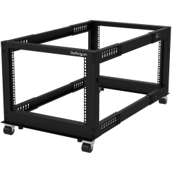 StarTech.com 4-Post 8U Mobile Open Frame Server Rack, 19in Network Rack with Casters, Small Rolling Rack - 4POSTRACK8U