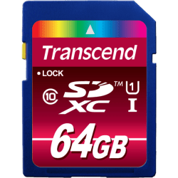 Transcend 64 GB Class 10/UHS-I SDXC - Lifetime Warranty