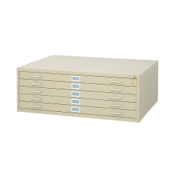 Safco® 5-Drawer Steel Flat File, 46 3/8"W x 35 3/8"D, Tropic Sand