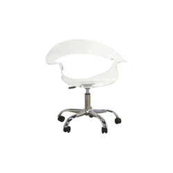 Baxton Studio Liv Swiveling Mid-Back Chair, Clear/Chrome