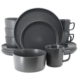 Elama Luxmatte 16-Piece Dinnerware Set, Dark Gray