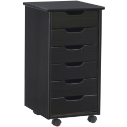Linon Casimer 6-Drawer Rolling Home Office Storage Cart, Black