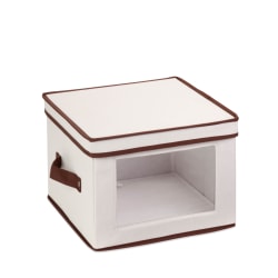 Honey-Can-Do Canvas Dinnerware Storage Box, Medium, 8 1/2"H x 12"W x 12"D, Brown/Natural