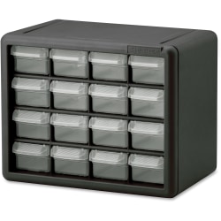 Akro-Mils 16-Drawer Plastic Storage Cabinet, 8.5" x 6.4", Black/Clear