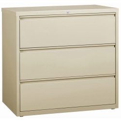 Lorell® 42"W Lateral 3-Drawer File Cabinet, Metal, Putty