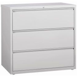 Lorell® 42"W x 18-5/8"D Lateral 3-Drawer File Cabinet, Light Gray