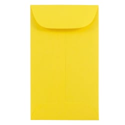 JAM Paper® Coin Envelopes, #3, Gummed Seal, Yellow, Pack Of 50 Envelopes