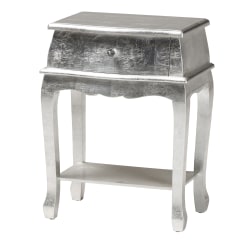 Baxton Studio Harriet Classic 1-Drawer End Table, 25-5/8"H x 19-3/4"W x 12-5/8"D, Silver
