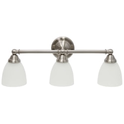 Lalia Home Essentix Traditional 3-Light Vanity, 7"W, Translucent White/Brushed Nickel