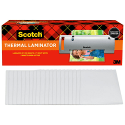 Scotch Thermal Laminator Combo Pack, 9" Width, 5 mil Thickness, 1 Thermal Laminator, 20 Letter Size Laminating Pouches