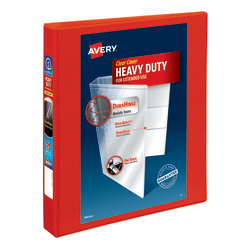 Avery® Heavy-Duty View 3-Ring Binder With Locking One-Touch EZD™ Rings, 1" D-Rings, Red