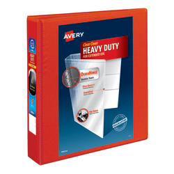 Avery® Heavy-Duty View 3-Ring Binder With Locking One-Touch EZD™ Rings, 1 1/2" D-Rings, Red