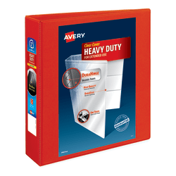Avery® Heavy-Duty View 3-Ring Binder With Locking One-Touch EZD™ Rings, 2" D-Rings, Red