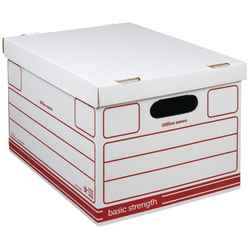 Office Depot® Brand Standard-Duty Storage Boxes, 15" x 12" x 10", Letter/Legal Size, Red/White, Case Of 10 - 0800101