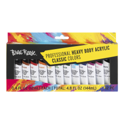 Brea Reese Professional Heavy-Body Acrylic Paint, Classic Colors, Pack Of 12