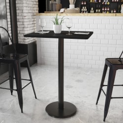 Flash Furniture Rectangular Laminate Table Top With Round Bar Height Table Base, 43-3/16"H x 24"W x 30"D, Black