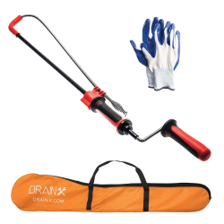 DrainX® SPINFEED Drum Auger Drain Snake, 25’, Orange