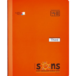 SONS System Third Notebooks, 9-3/4" x 7-1/2", 1 Subject, Primary Rule, 200 Sheets, Orange,