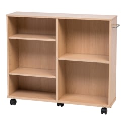 IRIS 26"H 5-Shelf Wide Rolling-Shelf, Light Brown, 596740