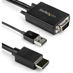 StarTech.com 2m VGA to HDMI Converter Cable with USB Audio Support - 1080p Analog to Digital Video Adapter Cable - VGA2HDMM2M