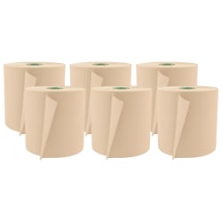 Cascades® For Tandem® Hardwound 1-Ply Paper Towels, 100% Recycled, Moka, 775' Per Roll, Pack Of 6 Rolls