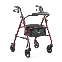 Medline Empower Adjustable Steel Rollator, 37" x 17 1/2", Silver