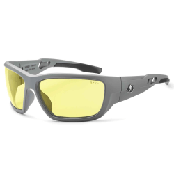 Ergodyne Skullerz® Safety Glasses, Baldr, Matte Gray Frame, Yellow Lens