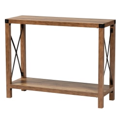 Baxton Studio Rumi Modern Farmhouse Wood And Metal Console Table, 30-1/4"H x 39-7/16"W x 13-13/16"D, Natural Brown Finished/ Black