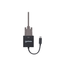 Manhattan USB-C to VGA Converter Cable, 1080p@60Hz, Black, 8cm, Male to Female, Lifetime Warranty, Blister - Adapter - 24 pin USB-C male to HD-15 (VGA) female - 3.1 in - shielded - black - 1080p support