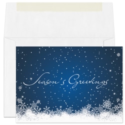 Custom Full-Color Holiday Cards With Envelopes, 7" x 5", Seasonal Flurries, Box Of 25 Cards/Envelopes