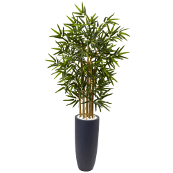 Nearly Natural Bamboo 48"H Artificial Tree With Cylinder Planter, 48"H x 24"W x 24"D, Green