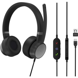 Lenovo Go Wired ANC Headset (Thunder Black) - Stereo - USB Type C, USB Type A - Wired - 32 Ohm - 20 Hz - 20 kHz - Over-the-head - Binaural - Ear-cup - 6.56 ft Cable - Noise Cancelling Microphone - Noise Canceling - Thunder Black