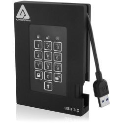 Apricorn Aegis Padlock A25-3PL256-500F 500 GB Portable Rugged Hard Drive - 2.5" External - Black - USB 3.0 - 5400rpm - 3 Year Warranty