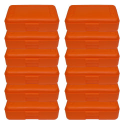 Romanoff Pencil Boxes, 2-1/2"H x 8-1/2"W x 5-1/2"D, Orange, Pack Of 12 Boxes