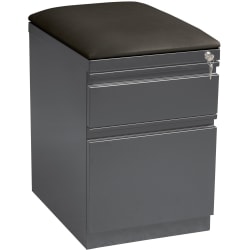 Lorell® 19-7/8"D Vertical 2-Drawer Mobile Pedestal File Cabinet With Seat Cushion, Metal, Charcoal