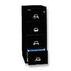 FireKing® 25"D Vertical 4-Drawer Legal-Size Fireproof File Cabinet, Metal, Black, White Glove Delivery