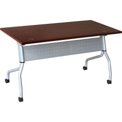 Lorell® Flip Top Training Table, 60"W, Mahogany/Silver