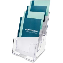 Deflecto 4-Compartment Booklet Holder, 10"H x 6 13/16"W x 6 5/16"D, Clear